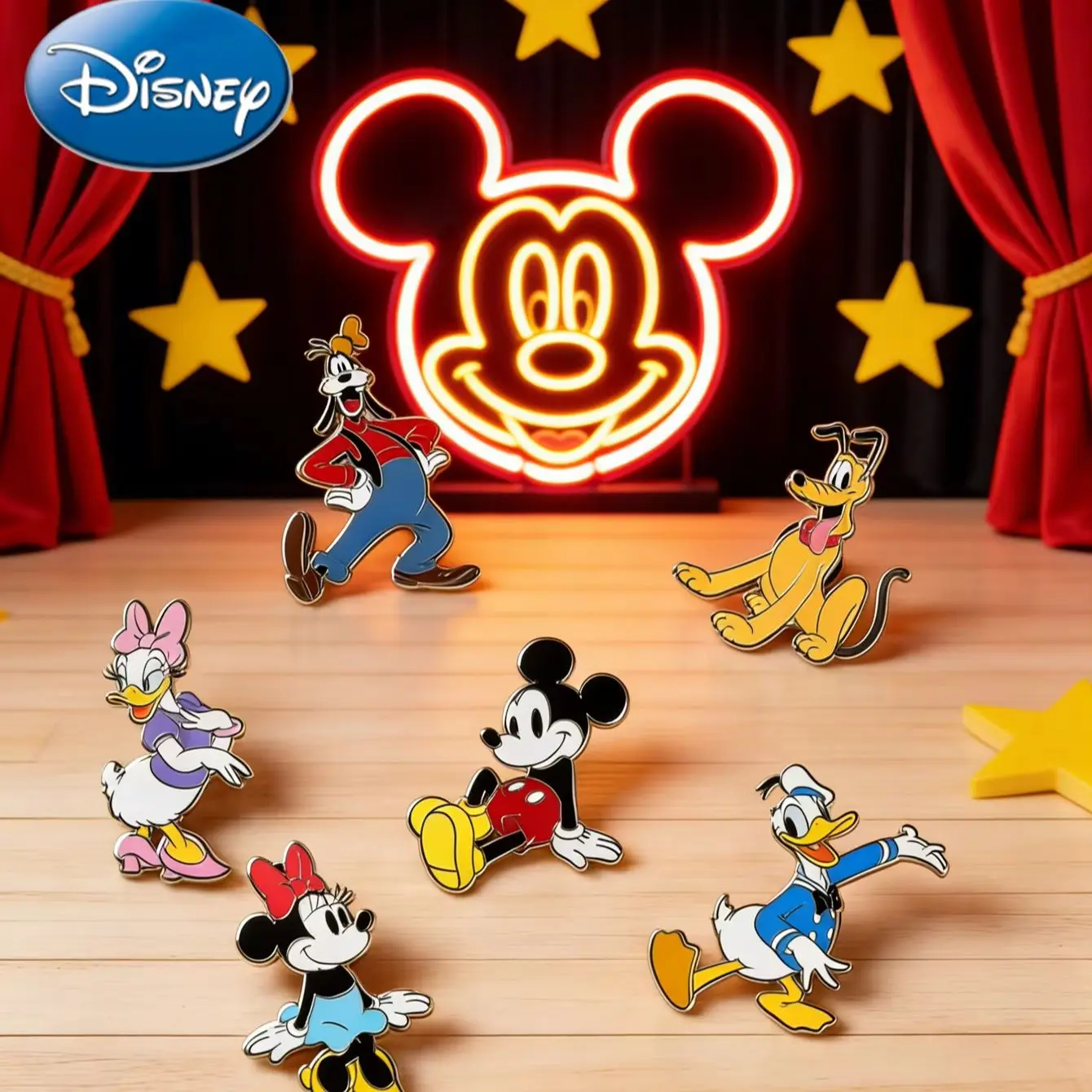 1 unidad de pines esmaltados de Mickey Mouse con licencia oficial de Disney, bonitos pines de dibujos animados, insignias decorativas para ropa, bolsos, mochilas y sombreros