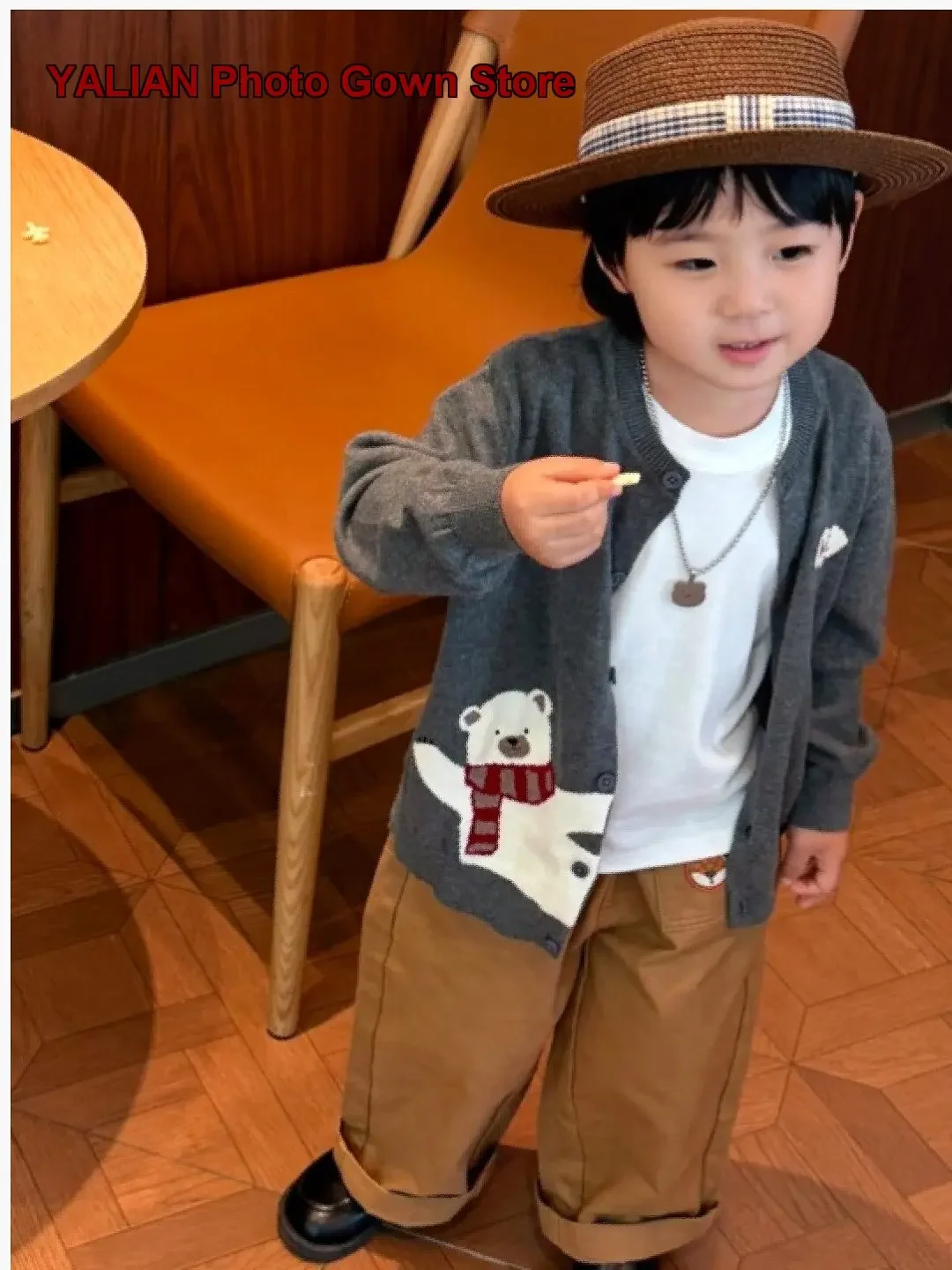 Boys Gray Thin Knitted Cardigan Kids Autumn Polo Collar Knit Cardigan Button Front Toddler Super Stylish