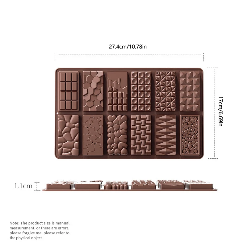 大きなチョコレートバーモールド、ピスタジオケーキを充填するための厚いシリコンぬいぐるみモールド、キッチンツール、キャンディーを深く砕く、1個