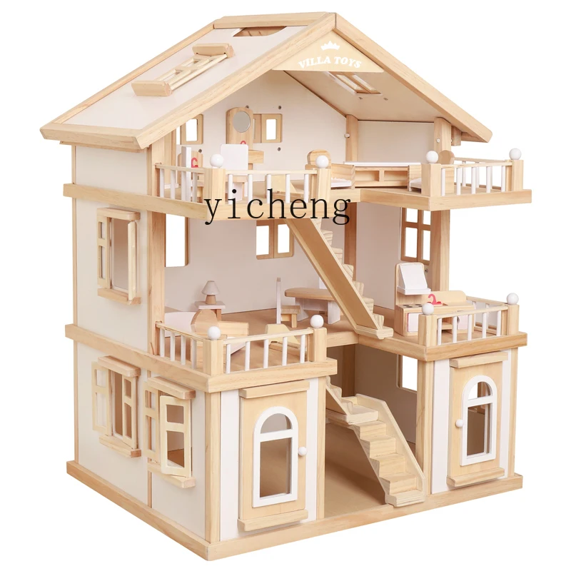 

XL Children Play House Kitchen Toy Wooden Simulation Villa Room Doll House Castle