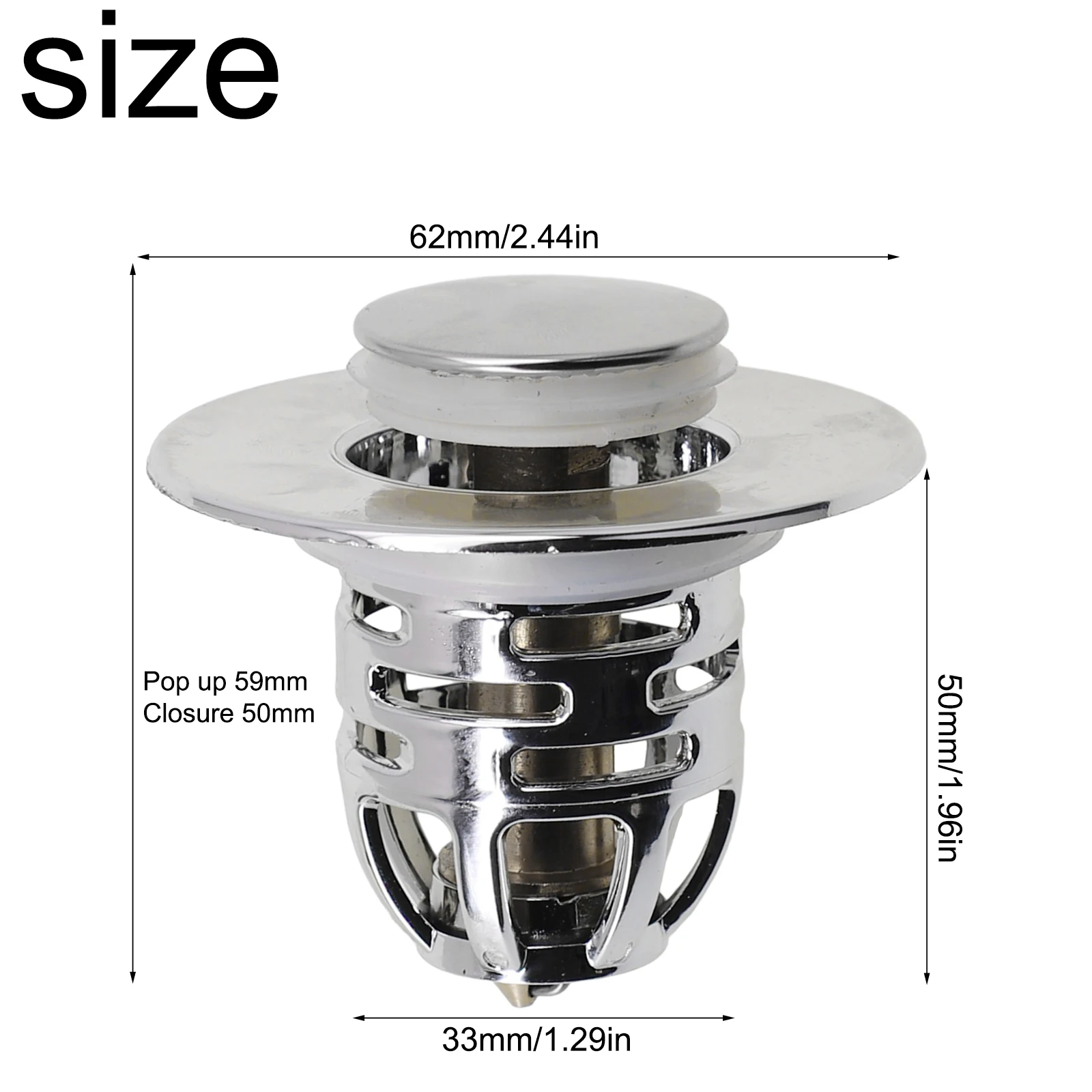 Tapón de drenaje, filtro de drenaje de lavabo con núcleo de rebote emergente, tapón de filtro de fregadero de ducha de baño, colador receptor de pelo, accesorios de Hardware