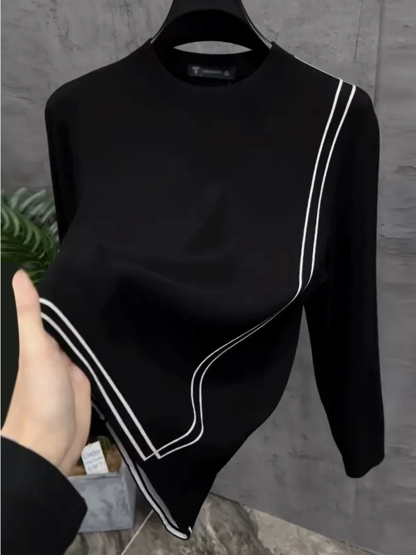 

Свитер большого размера (300 Pou) в корейском стиле, в полоску, с длинными рукавами, свободного кроя, с круглым вырезом, теплый, из полиэфирного волокна, весенняя коллекция