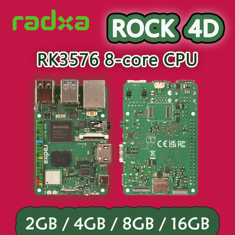 Radxa ROCK 4D RK3576 8 النواة، 6TOPS NPU مصممة لـ Al and Edge الصناعي، 6TOPS، NPU RKNN LLM يدعم WiFi6&BT 5.4 USB3.0&USB2.0 #2