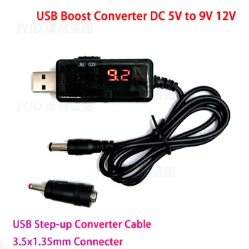 Convertidor de refuerzo USB DC 5V a 9V 12V Cable convertidor elevador USB conector de 3,5x1,35mm para fuente de alimentación/cargador/convertidor de potencia