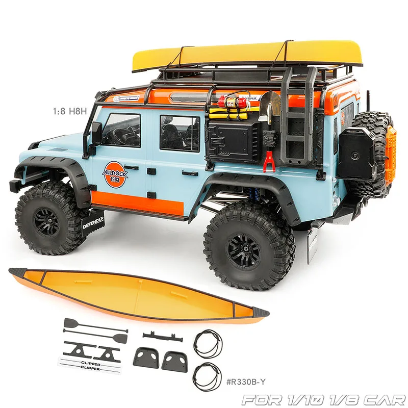Simulated Double Kayak Wooden Boat Roof Boat Decorative Mood Accessories for 1/8 1/10 RC Crawler Car Traxxas DIY Upgrade Parts