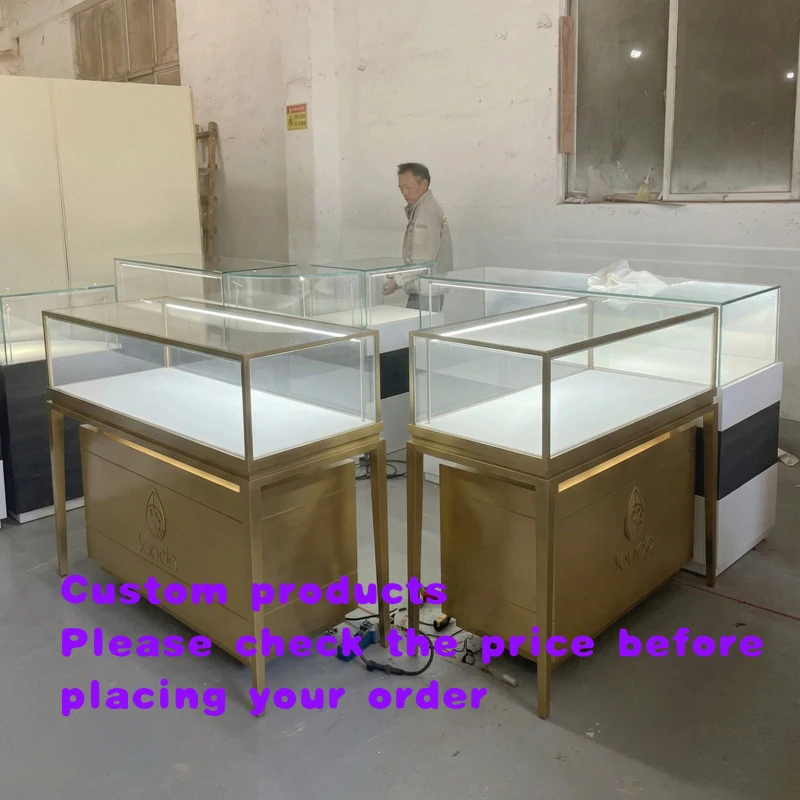 custom.High Quality Custom Jewelry Display Cabinet LED Glass Stainless Steel Customizable Size Modern Design Jewelry Shops