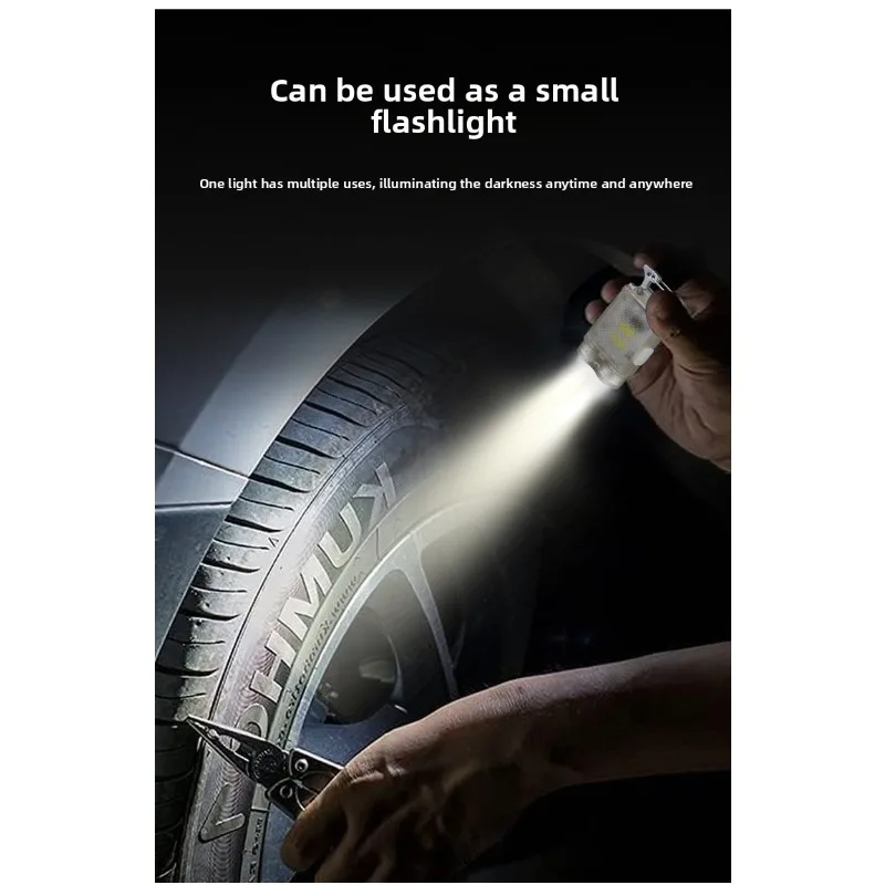 Senter Gantungan Kunci LED Isi Ulang - Pembuka Botol Magnetik Super Terang, Lampu Fluoresen Klip Topi Dua Cahaya