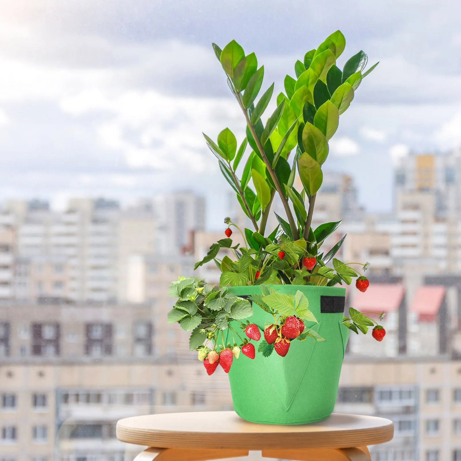 

Felt Plant Grow Bag Strawberry Planter Hanging Gardening Cute Pot Breathing Permeable Balcony Roof Corner Planting