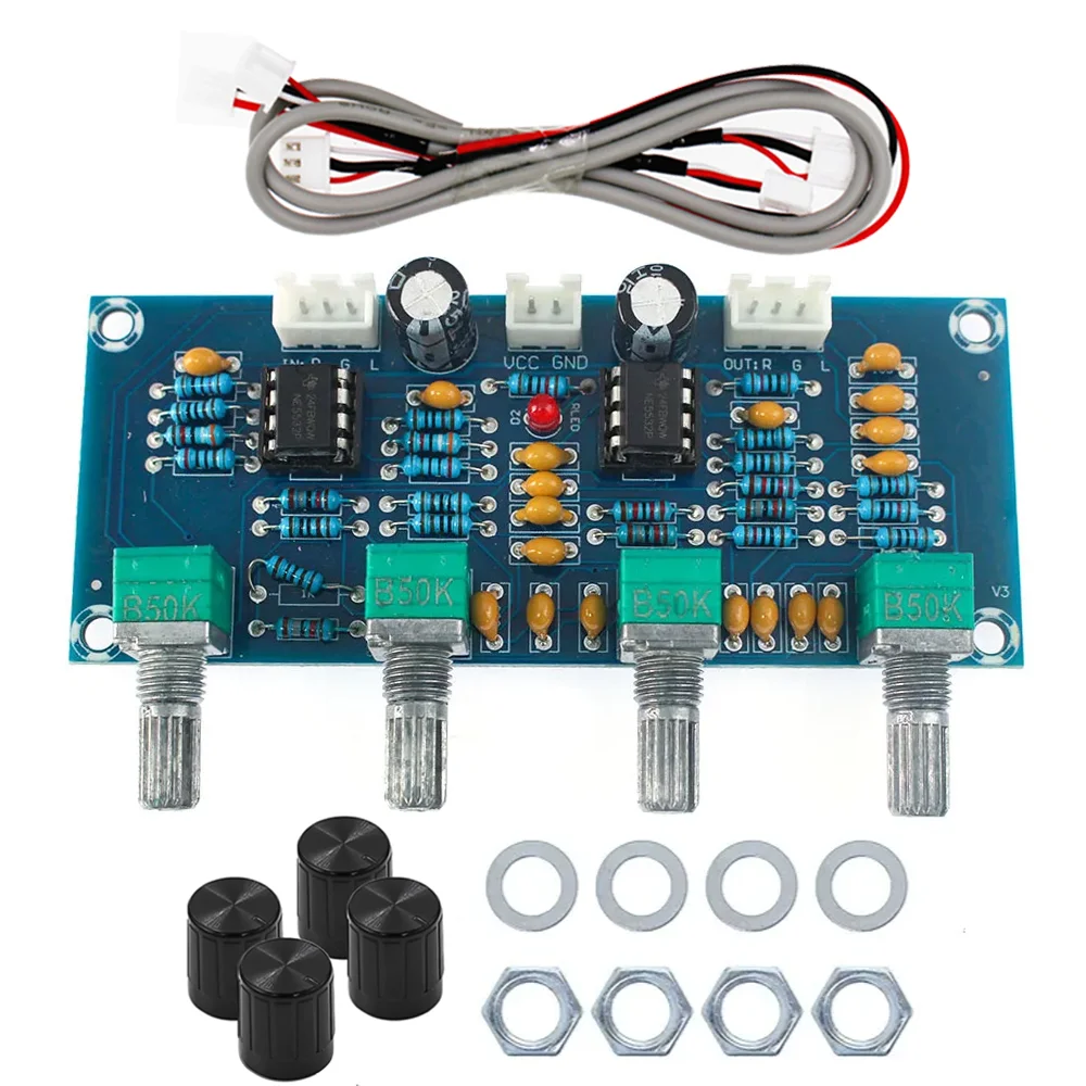 XH-A901 Digital Amplifier Board NE5532 Preamp Tone Control Module DC12V-24V with Treble Bass Volume Adjustment for DIY Amplifier