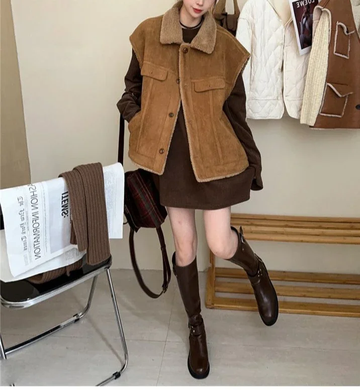 Lamb Fur One Piece Vest Coat Women's European Station Winter Clothing Winter Women's Top