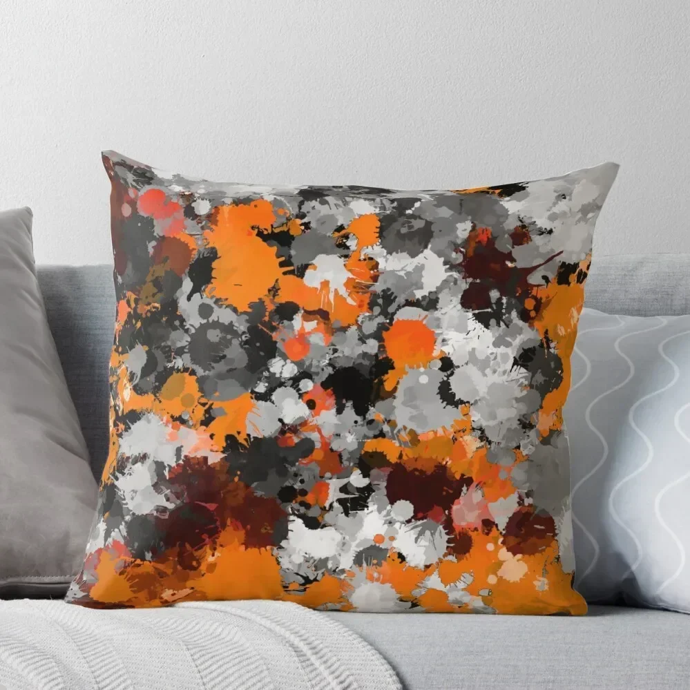 Orange and Grey Paint Splatter Throw Pillow Pillow Covers Decorative christmas supplies Christmas Pillow Cases