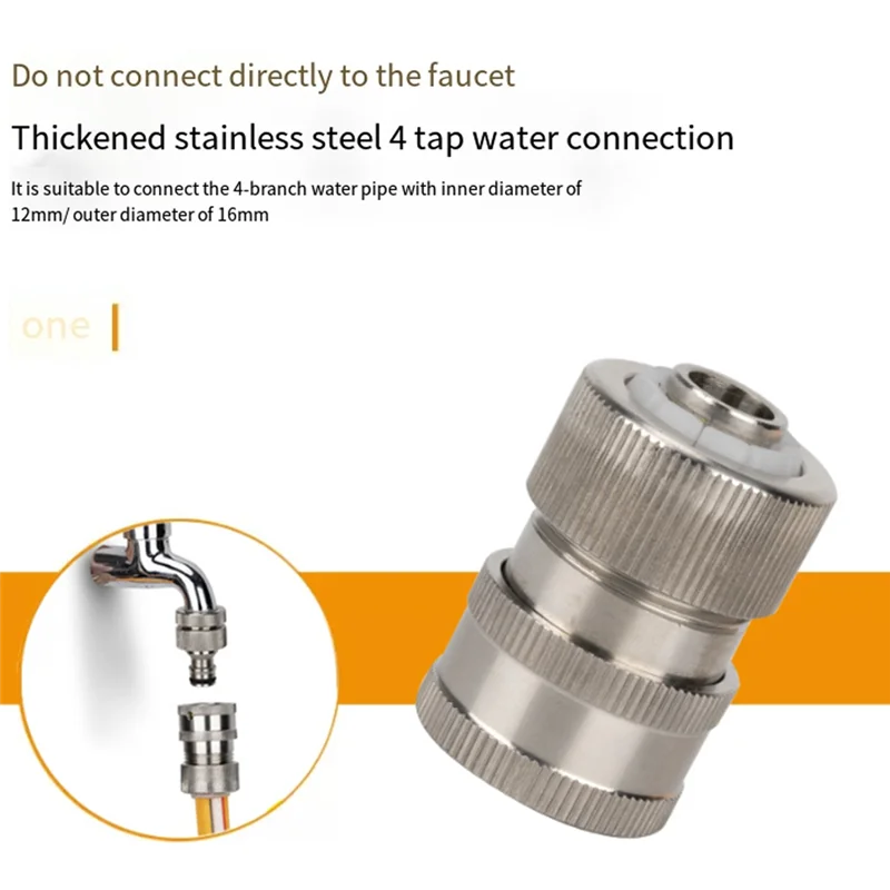 AB41-High Pressure Car Washing Machine Stainless Steel Inlet And Outlet Water Quick Connector Car Water Gun Accessories