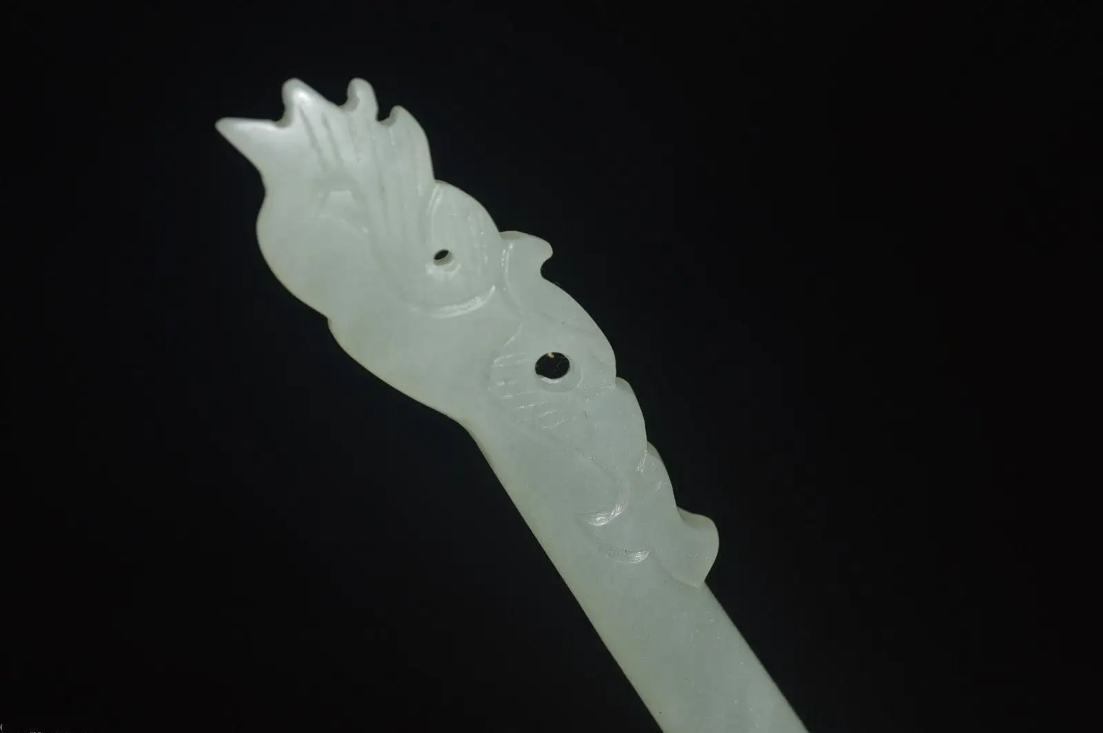 Chinese ancient aristocratic wear HeTian jade carved phoenix hairpin