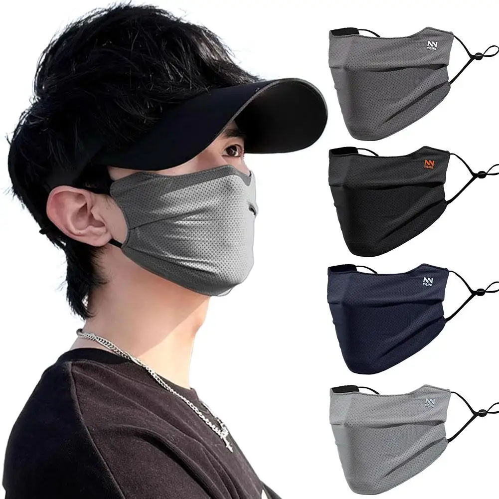 Breathable Ice Silk Face Cover UV Face Shield Washable Reusable Sun Protection Face Mask for Motorcycle Running Riding Exercise