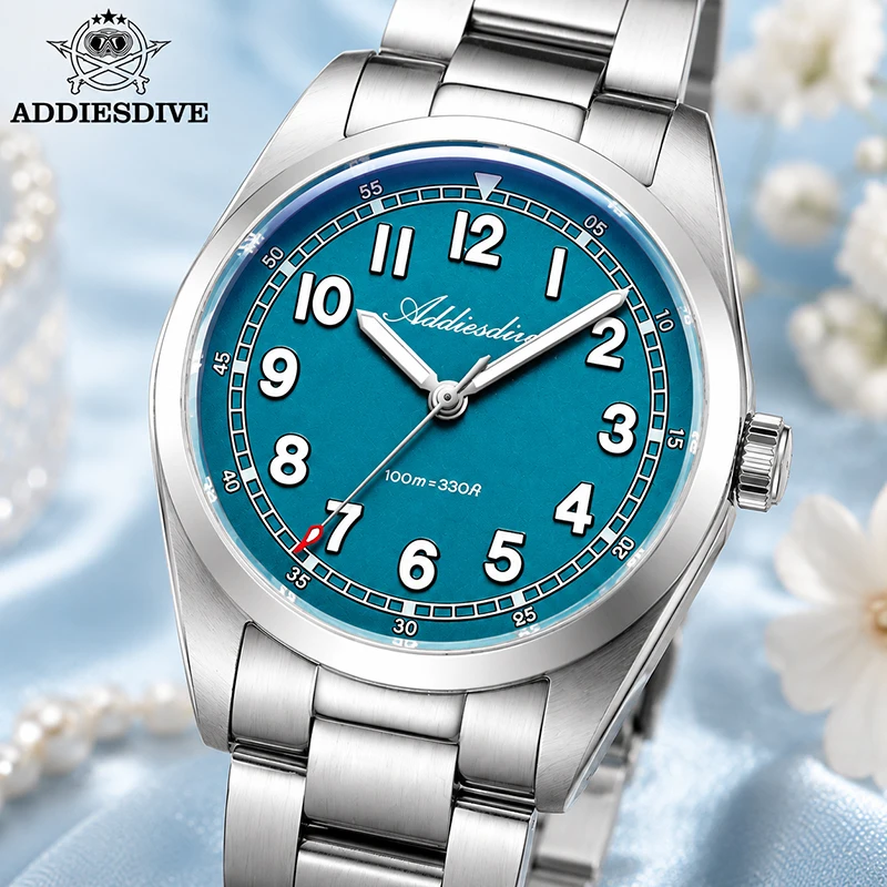 ADDIESDIVE 36mm Woman Watch Super 2035 Japan Quartz 10Bar Waterproof BGW9 Luminous Stainless Steel Diver Wristwatch AD2521 New