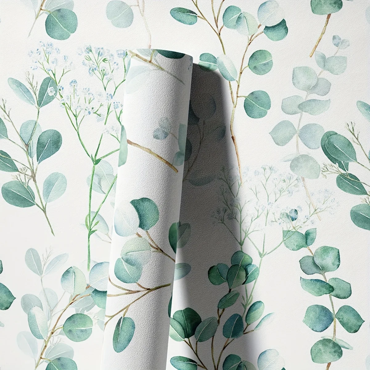 1PC Watercolor Green Tree Leaves Pattern Thickened Moisture Wallpaper Self-Adhesive Waterproof Bedroom Background Wall Seamless