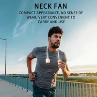 Candy Color Contrast Hanging Neck Fan 2400mAh Battery Portable USB Charging Small Halter Turbine Fan for Outdoor Travel Sport