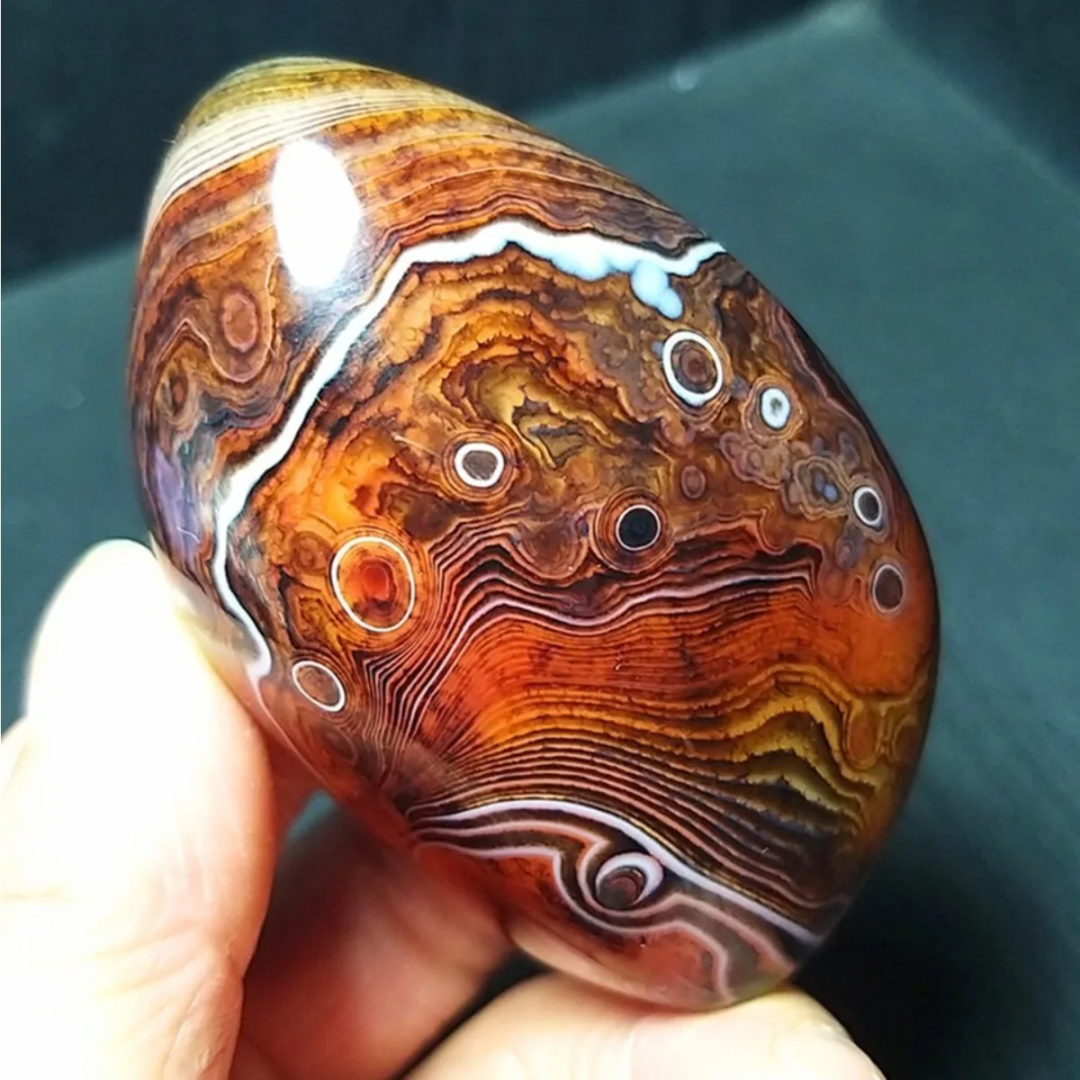 4PC Authentic Stone Banded Agate Palm Stone, Tumbled Polished, Vibrant Color, Table Decor, Natural Stone, Crystal Collection