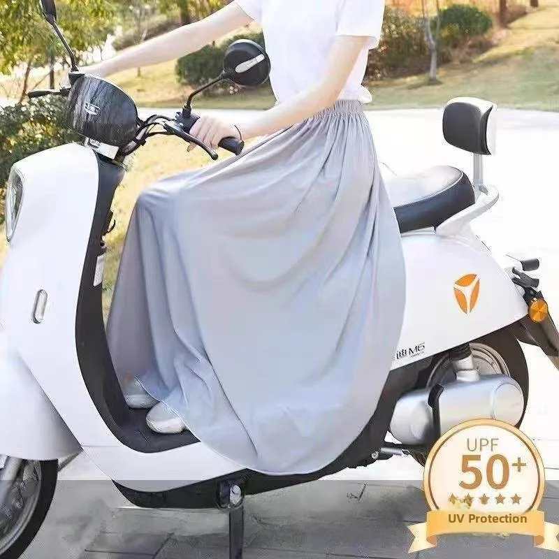 Ice Silk One-Piece Motorcycle  Vehicle Leg Covering Sunscreen Skirt Bicycle Riding Anti-Light Summer Half-length Skirt