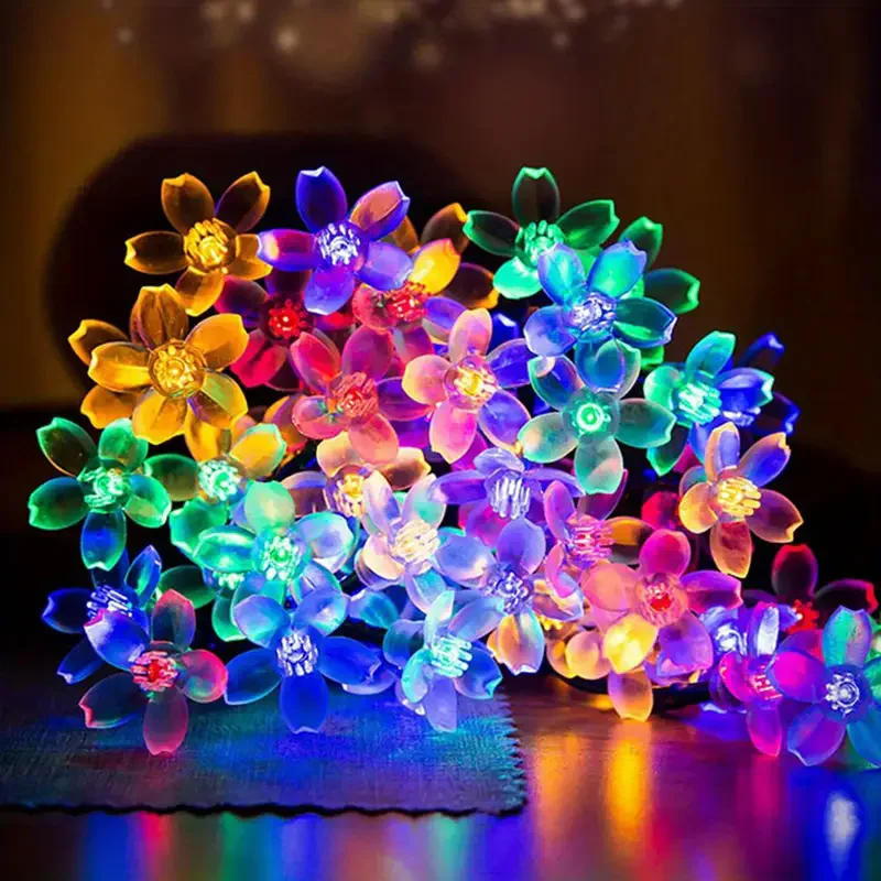 Cherry Solar String Lights 200LEDS Waterproof Solar Powered Fairy Lights 8 Modes Decorative Lights for Patio Fence Wedding 882