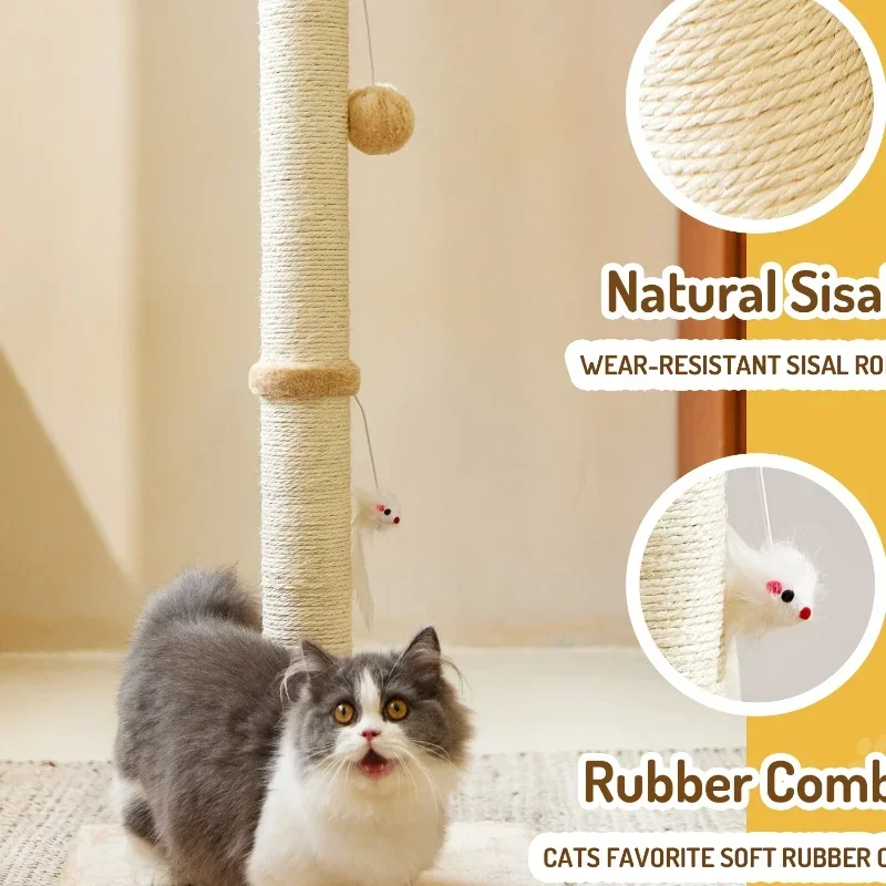 เสาลับเล็บแมวพร้อมเชือกป่านศรนารายณ์ต้นไม้ดีไซน์ให้ประหยัดพื้นที่และขนาดใหญ่พิเศษ