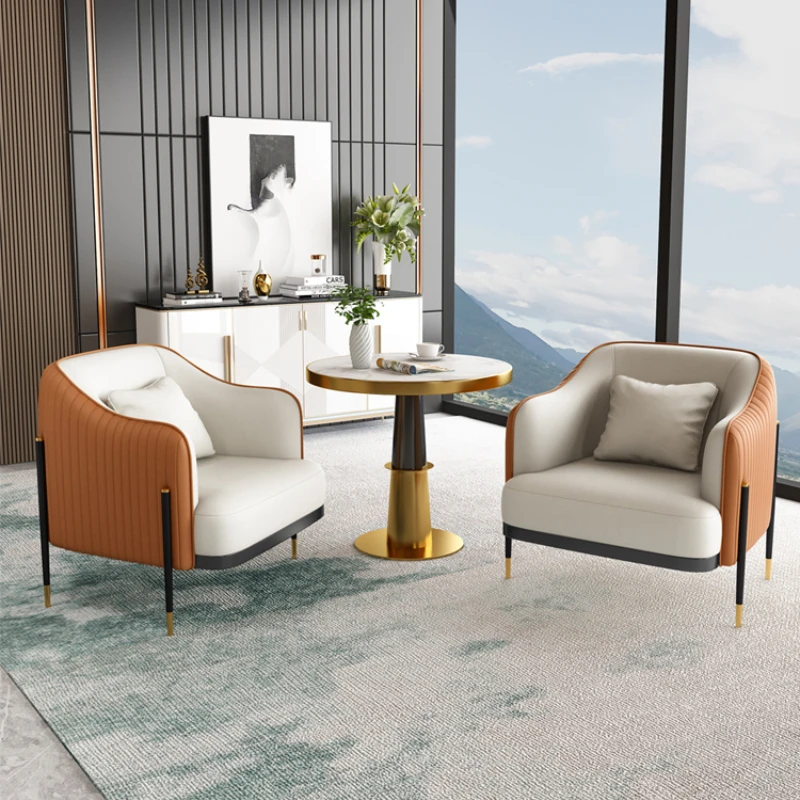 

Modern Living Room Chairs Bedroom Comfy Relax Reading Hand Leather Accent Chairs Indoor Sedie Da Soggiorno Nordic Furnitures