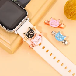 1PCS Silicone Strap Charms for Apple Watch Band Cute Cat Mom Decorative Jewelry Metal Nail Accessories for Iwatch Sport Bracelet