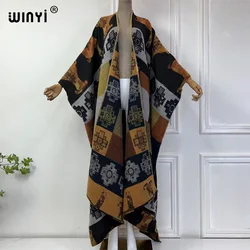 Nowa zimowa sukienka WINYI dla kobiet Retro luksusowe futro luźny płaszcz kaftan długi płaszcz modny kardigan bliskowschodni zima abaya