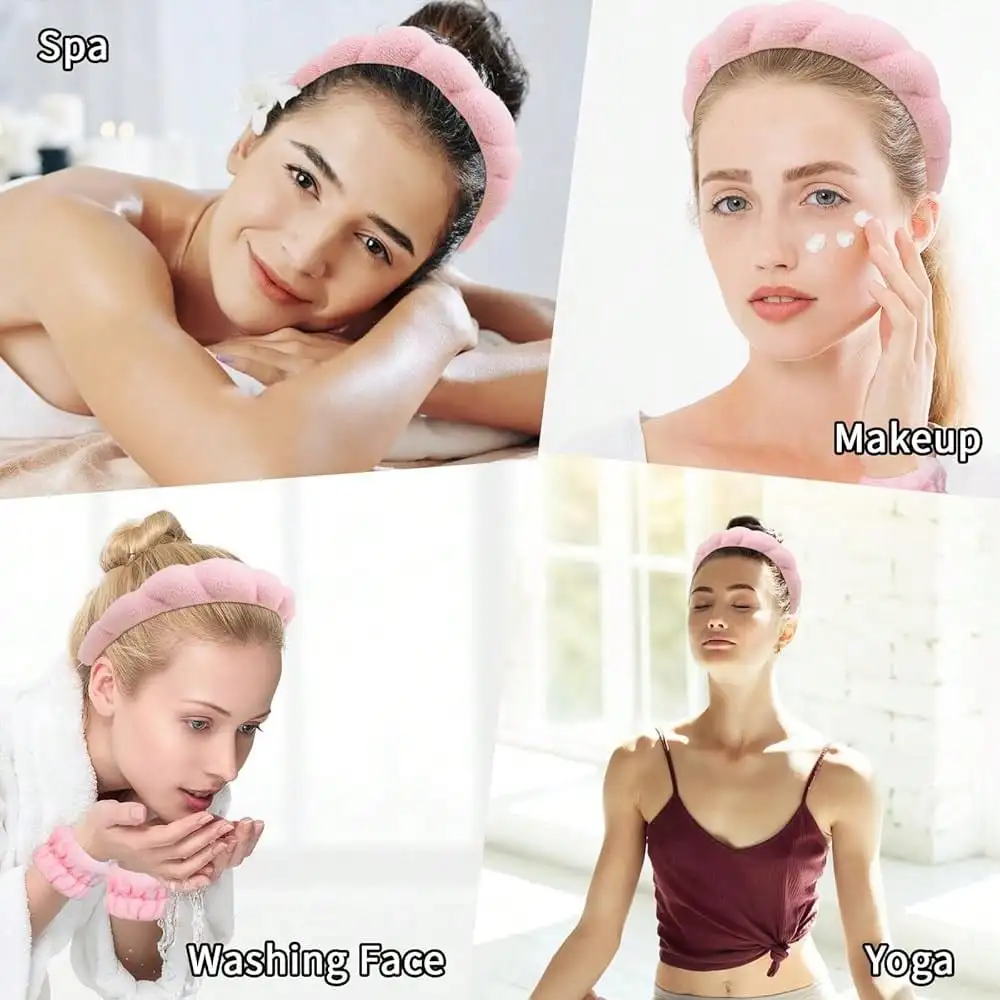 

3pcs Terry Cloth Headband Set For Spa Makeup Washing Yoga