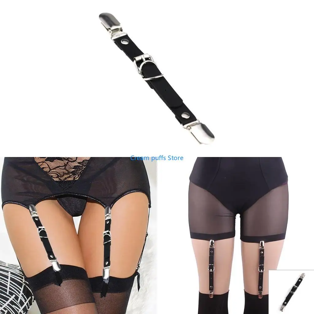 50le feminino dupla cabeça pato liga clipe Faux couro dança lingerie lingerie linger linger loop strape sexy