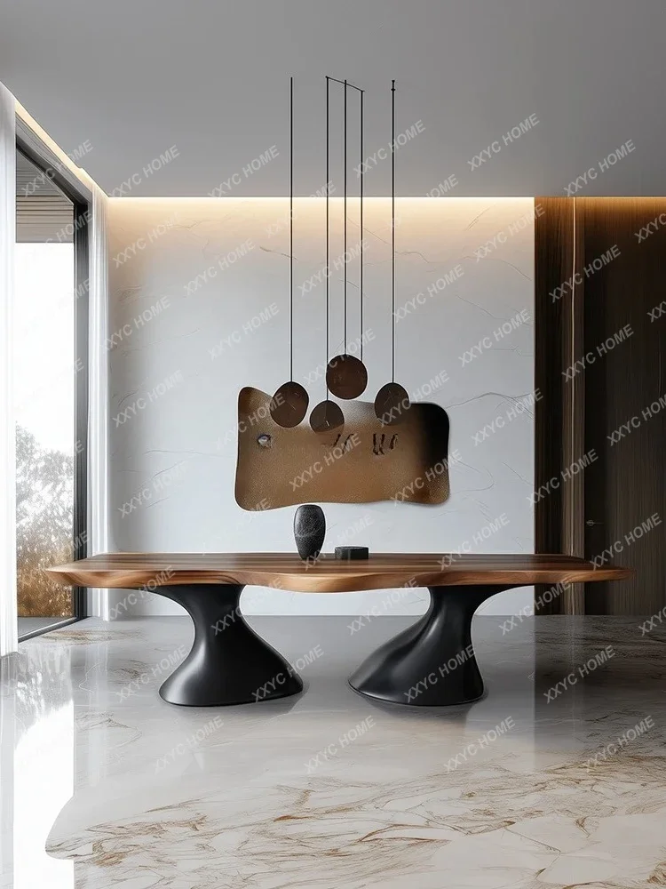 

Улучшенный итальянский минималистичный прямоугольный обеденный стол из цельного дерева, офисный стол для переговоров специальной формы.