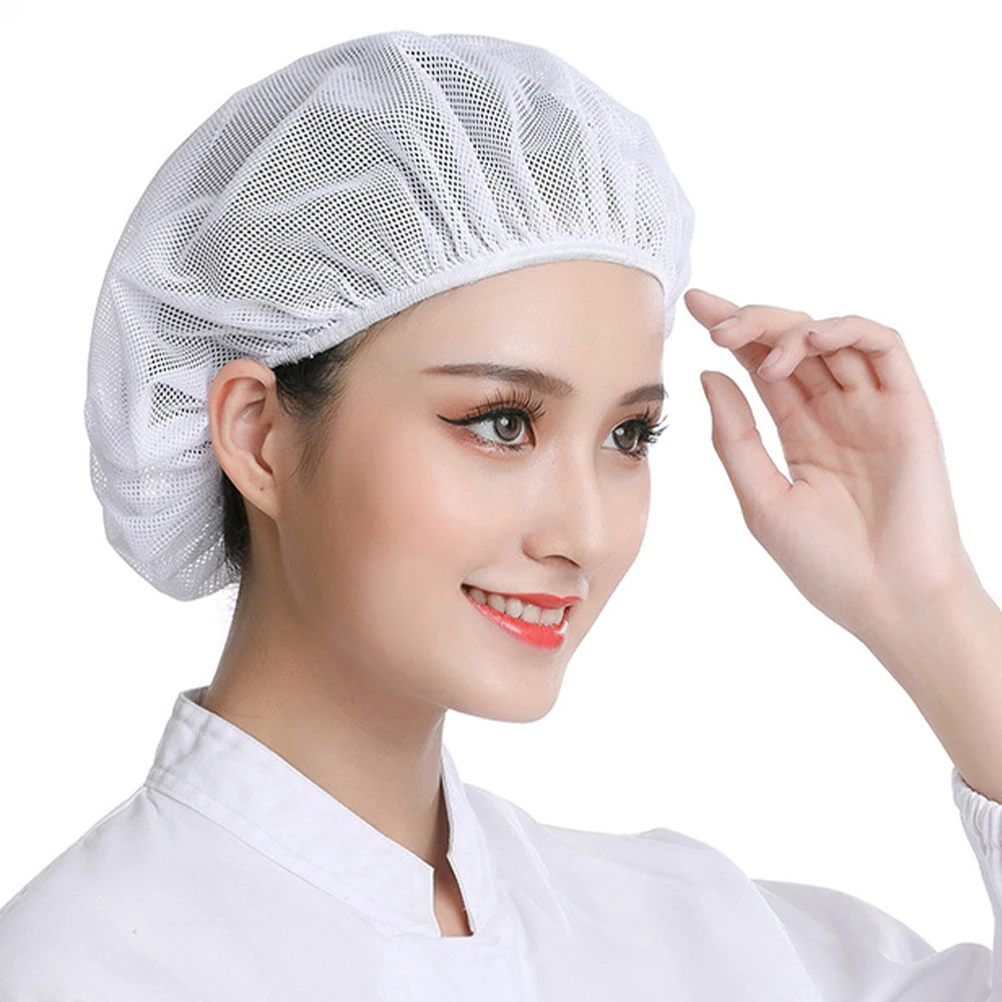 

4Pcs Cotton Polyester Blend Hair Net Reusable Elastic Kitchen Cap for Chefs Bakers Food Workers Sleep Protection