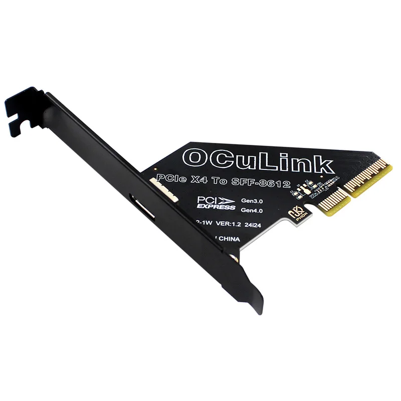 NEW 64Gbps PCI Express 4.0 X4 to Oculink SFF-8612 Expansion Card Riser Converter + Low Profile Bracket for U.2 SSD Graphics Card