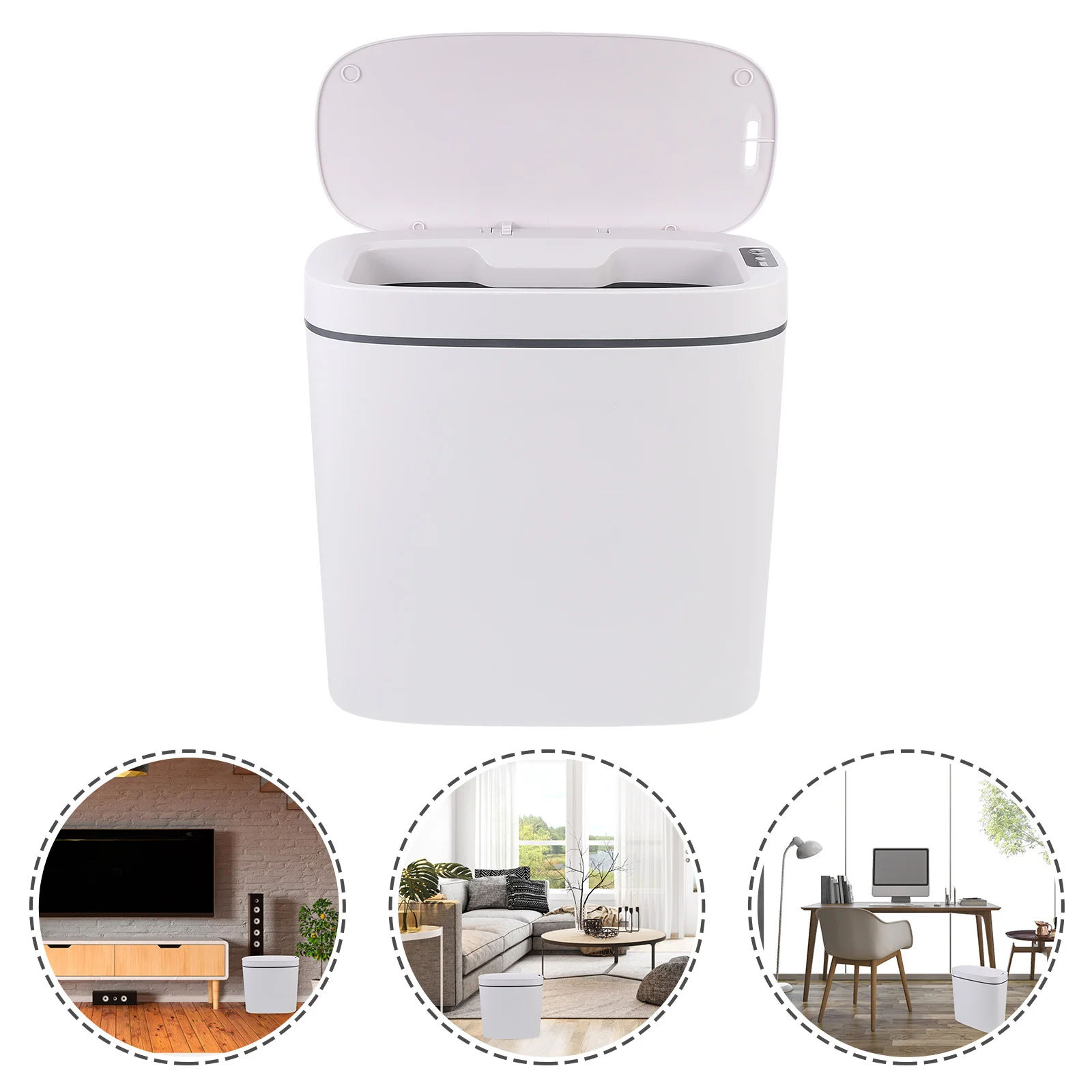 

USB Smart Trash Can Office with Lid Charge Garbage Bin Pp Narrow Bedroom Rechargeable Waste