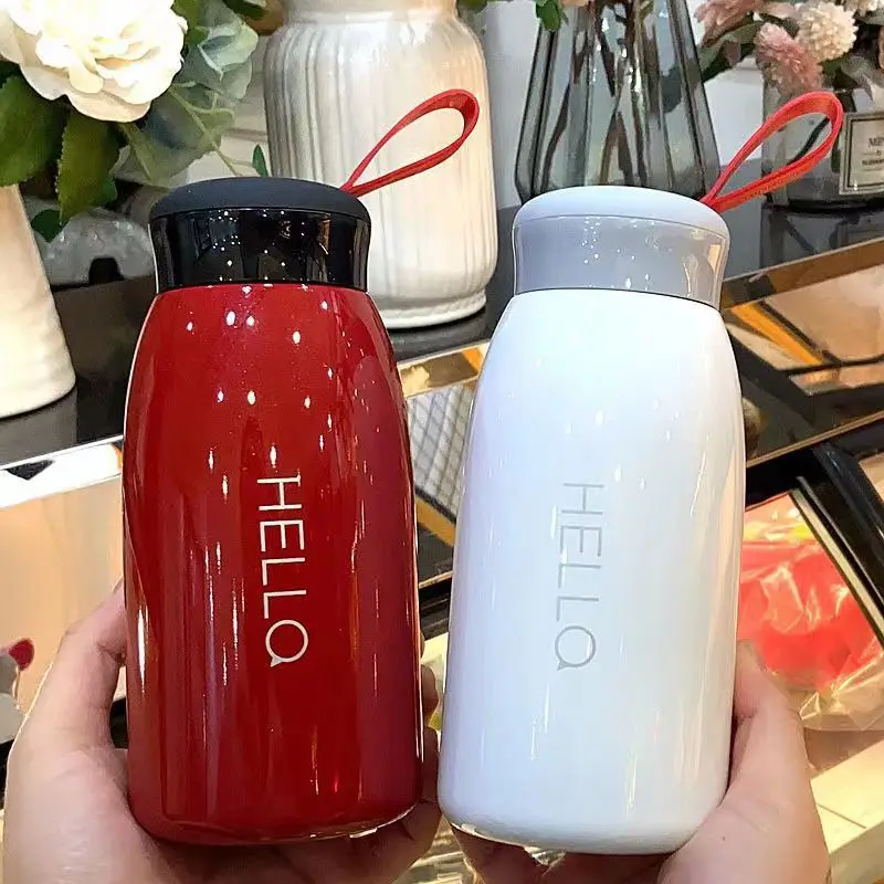 

Portable Belly Thermos Cup 520ml Creative Simple Drink Cup Thermoses Red White Black Stainless Steel Water Bottles with Rope