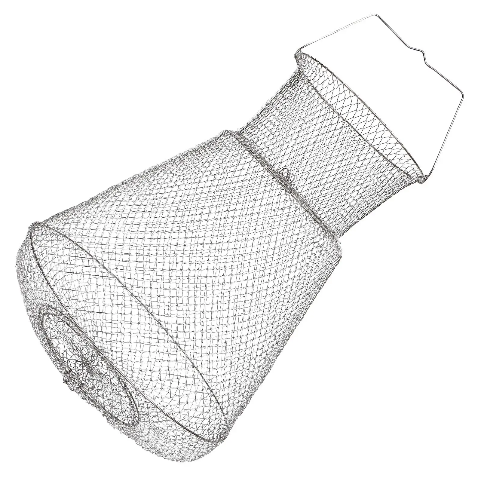 

1pc Fishing Cage Stainless Steel Fishing Basket Crabs And Shrimps Foldable Fishing Basket Hand Casting Cage Round Catching Net