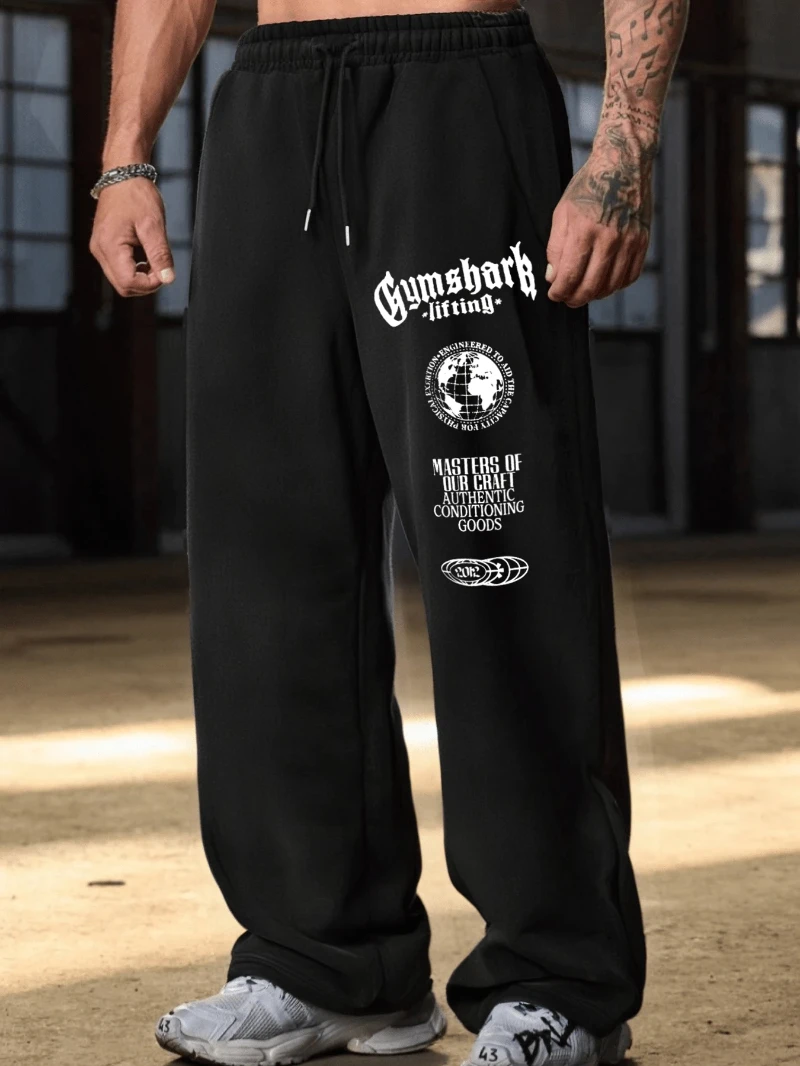 Sweatpants High Street Hip Hop Casual Pants Men Harajuku Y2K Oversized Sport Winter Fall Super Handsome Men's Straight Leg Pants