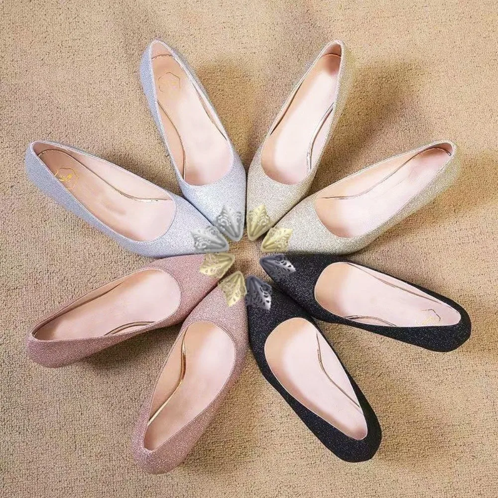 1 Pair Alloy Metal High Heels Tip Covers Anti Kick Shoe Repair Pointed Toe Caps Scratch Resistant Shoe Toe Protectors Shoes