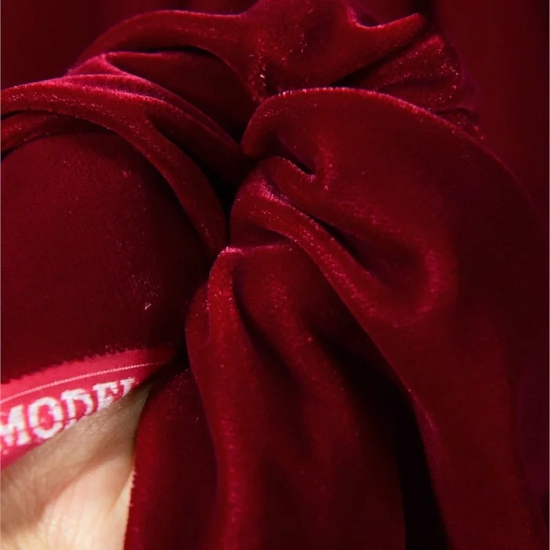 Wine Red Purplish Woven Non-Elastic Velvet Surface Soft Glutinous Vertical Smooth Formal Dress Pleuche Cloth