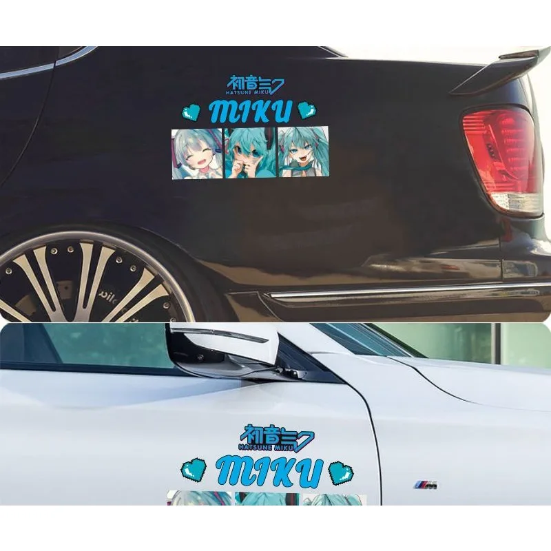 2026 New Creative Hatsune Miku Anime Reflective Stickers, Cute Decals for Car Rear Windshield, Electric Scooters & Helmets view 6