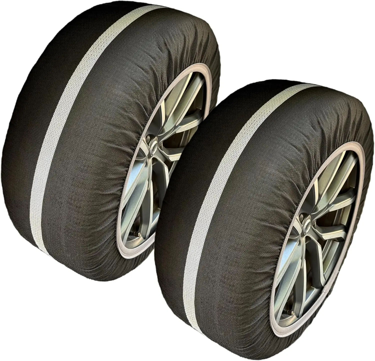 

Tire Socks for Cars SUVs Pickups – Reusable Fabric Snow Ice Chains Alternative – Easy Install Low Clearance Compatible ABS ESP –