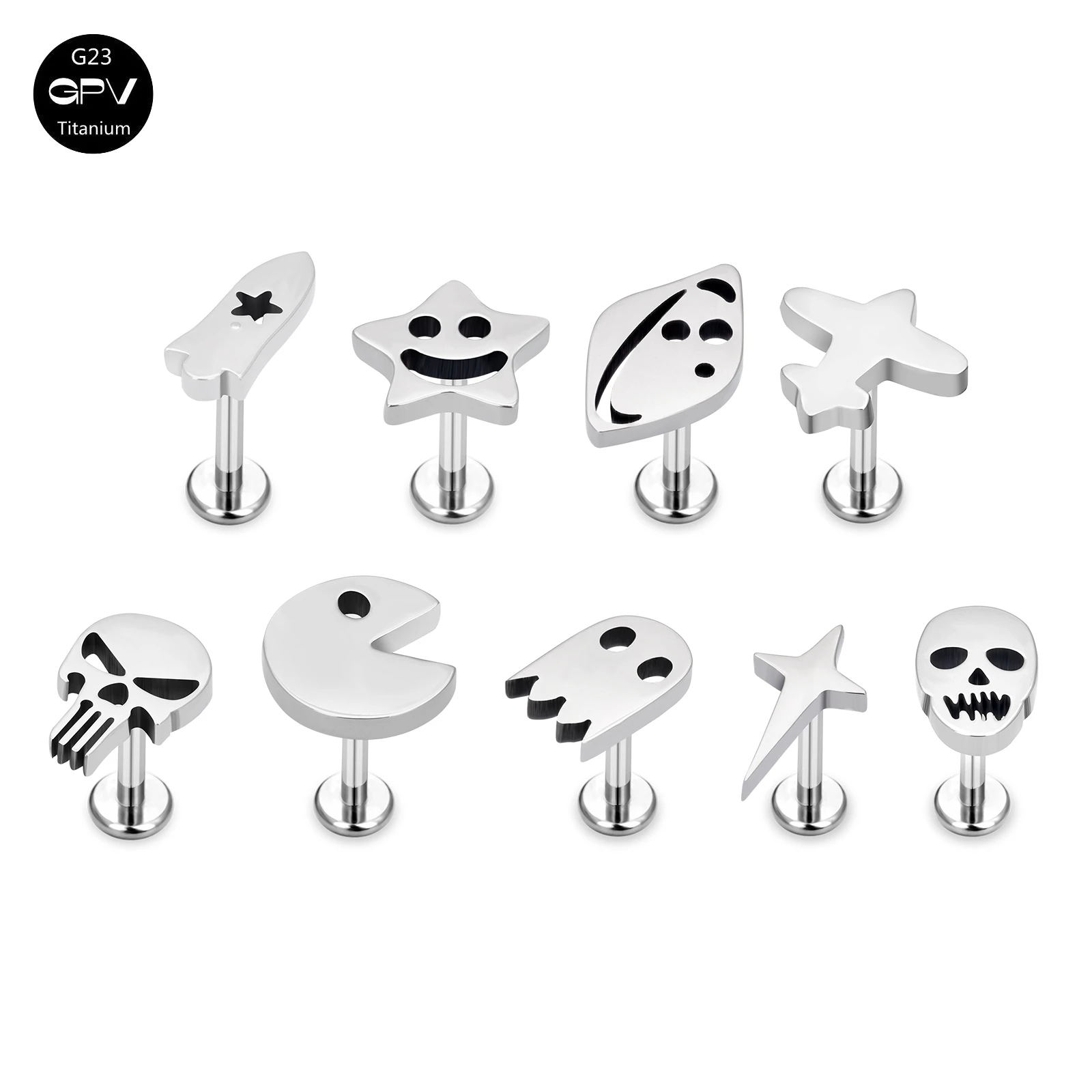 G23 Titanium Ear Cartilage Stud Cross Lightning Internal Thread Ear Stud Tragus Piercing Nose Stud For Men And Women