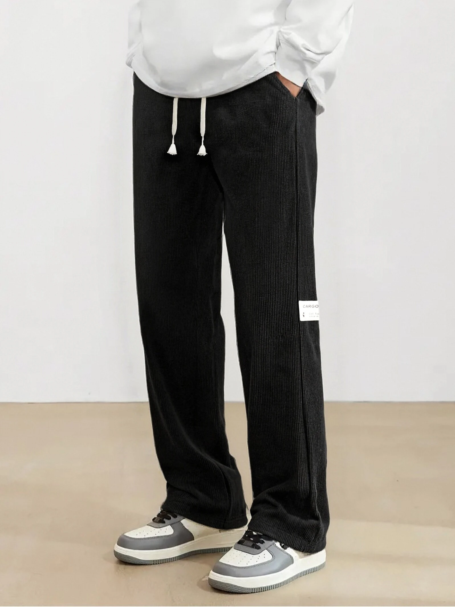 

Мужские повседневные длинные брюки на весну и осень, свободные прямые брюки, универсальные широкие спортивные спортивные штаны из ледяного шелка, тонкий стиль