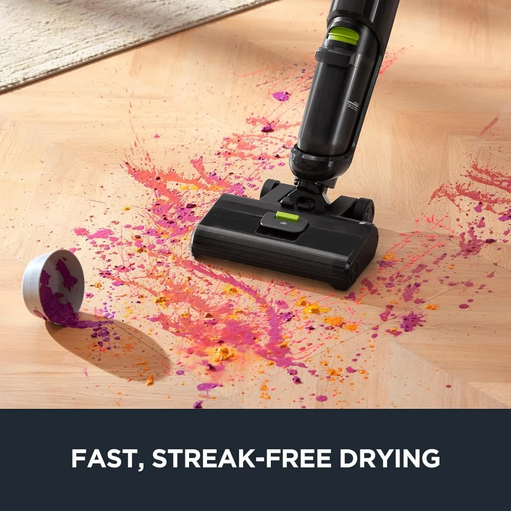 Cordless dry and wet hard floor cleaner, self system, used for multi surface vacuum mops, suitable for cleaning sticky dirt