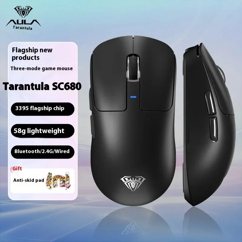 

AULA SC680 wireless three mode mouse PAW3395 8K lightweight video game mouse Bluetooth 2.4g laptop office universal mouse