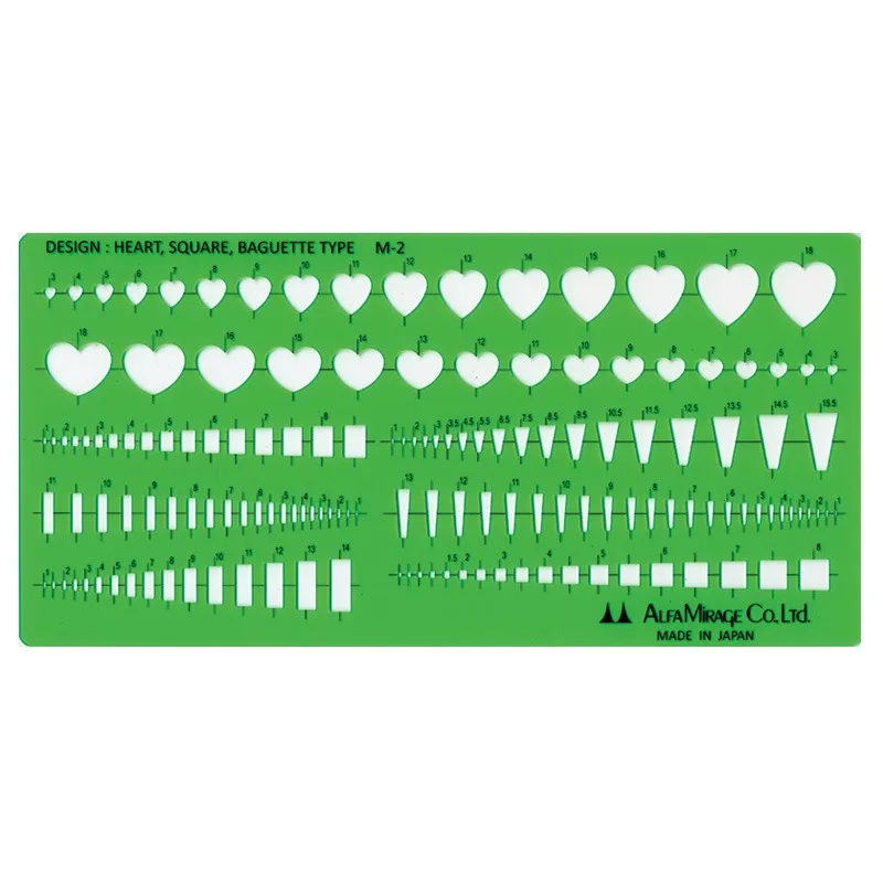 Alfa Mirage M-2 Heart Square Baguette Gem Cut Template Fast Accurate Jewelry Design Drawing Tool