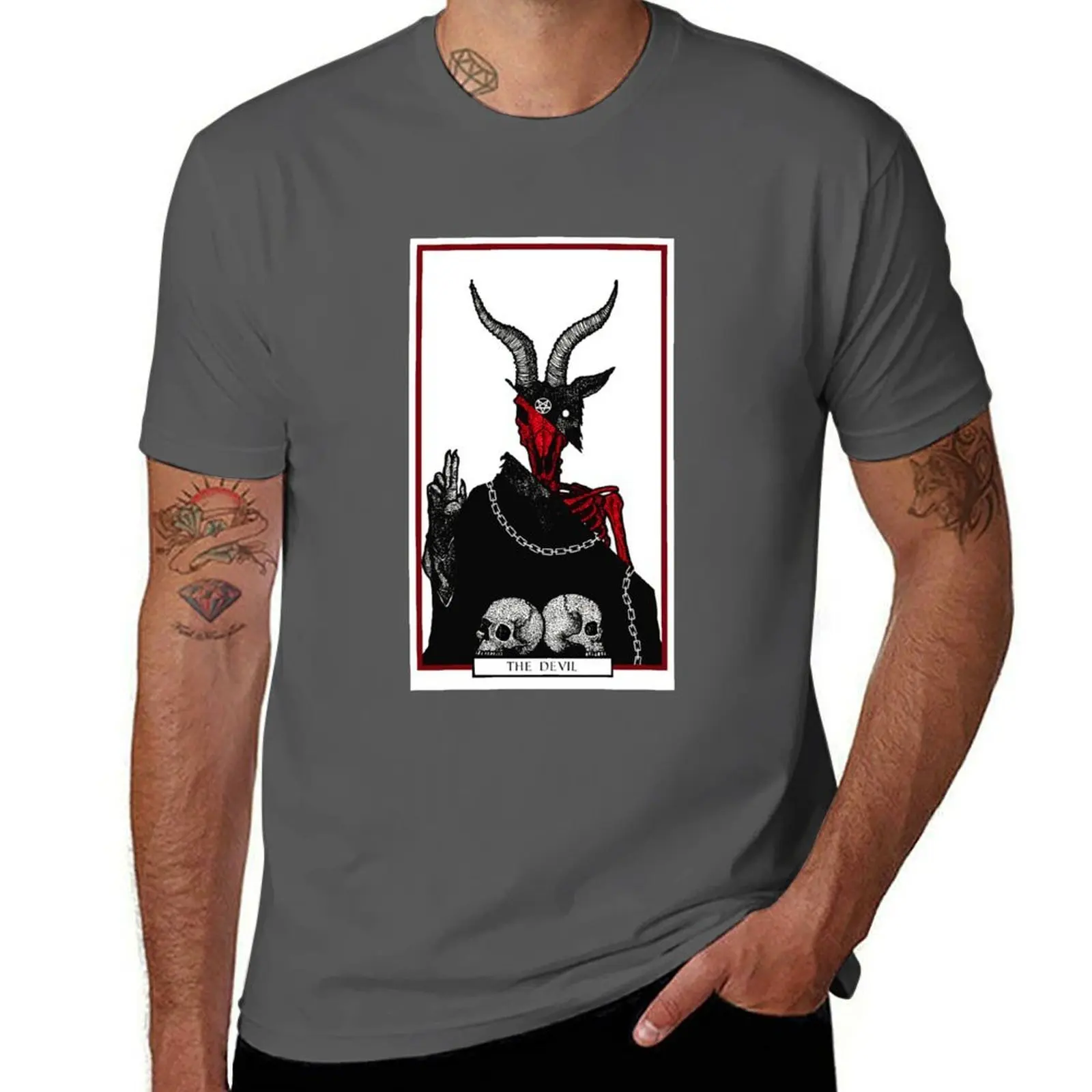 

The Arcana Mortis Tarot: The Devil T-Shirt cotton t shirt pack funny t shirts dark humor T-Shirt