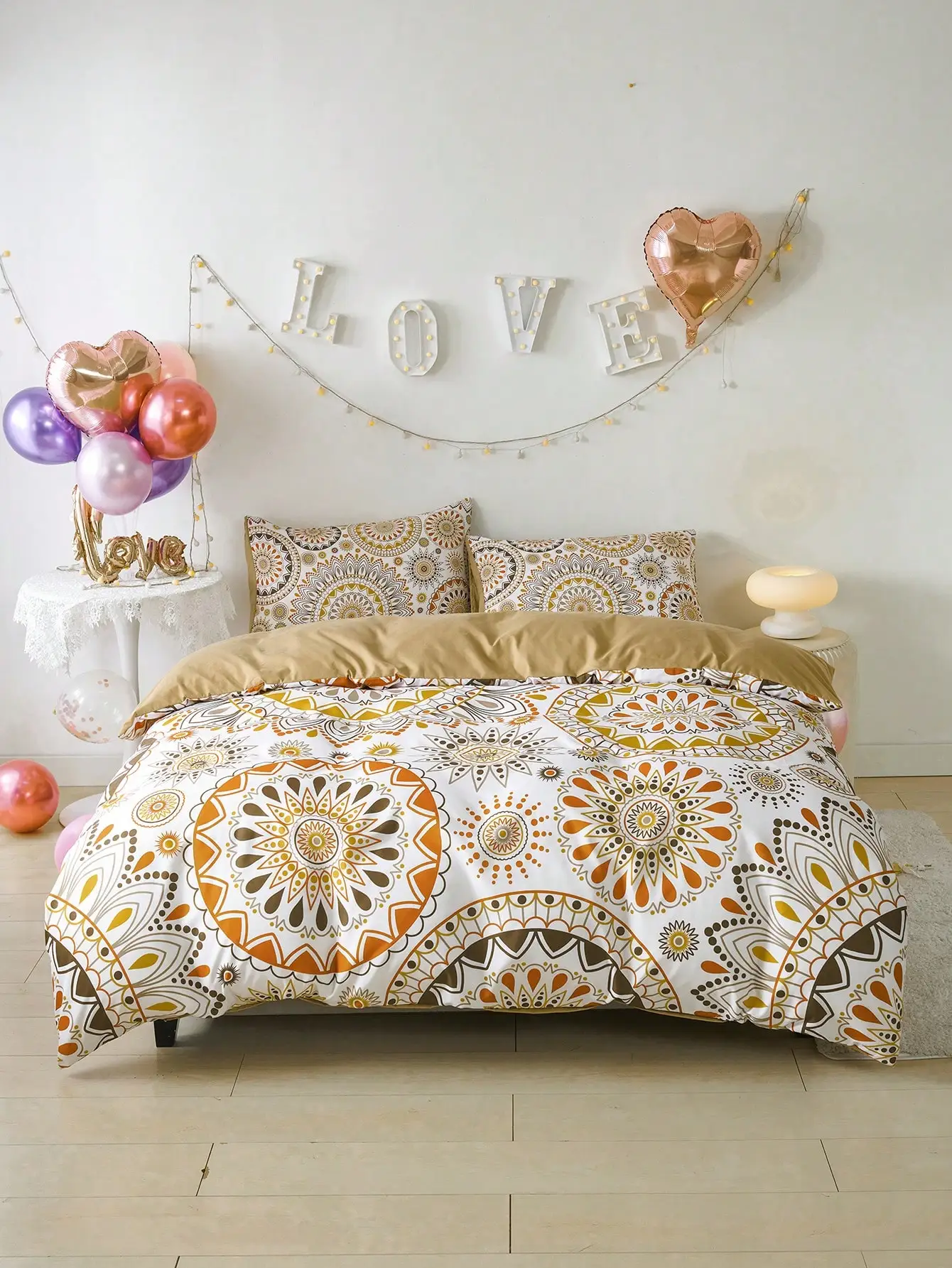 3pcs/set Mandala Pattern Duvet Cover Set (1pc Comforter Cover, 2pcs Pillowcase) Polyester Bedding Set For Home