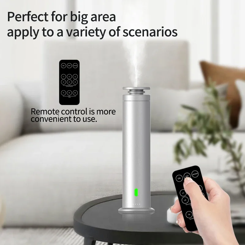 Luxury Hotel Studio Scent Diffuser Machine Cylindrical silver black waterless Large space essential oil tower aroma diffuser