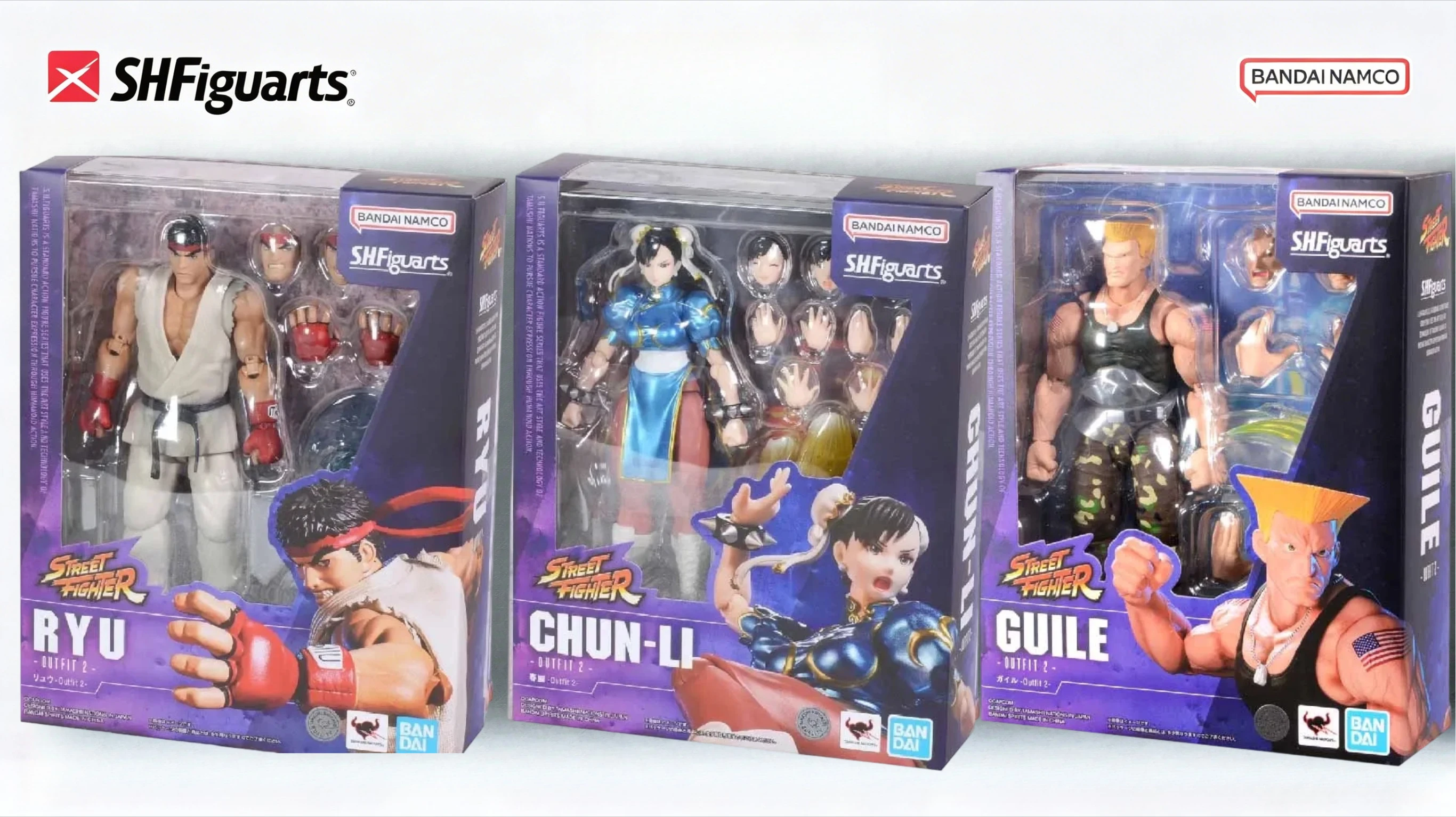 En Stock Bandai S.H.Figuarts Street Fighter 6 Set 3 Figuras Ryu Chun-Li Guile Outfit 2 Originales 15cm Coleccionables SHF
